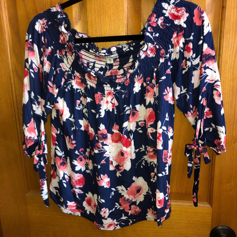 Off the Shoulder Floral Blouse